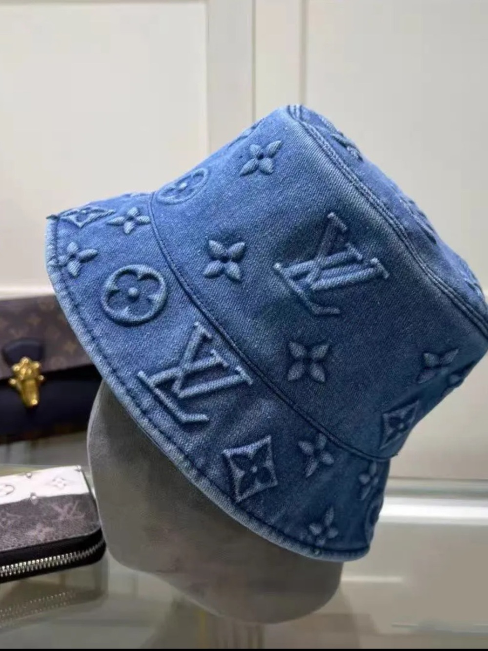 Denim lv bucket hat